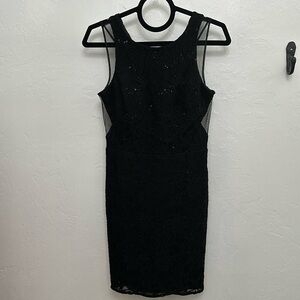 Hailey Logan by Adrianna Papell Black Lace & Mesh Illusion Bodycon Dress